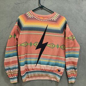 Aviator Nation Tulum Serape Sweatshirt Stripe Bolt Stitch Pullover‎ Size XS